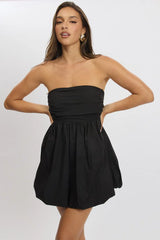 Black Bubble Mini Dress Strapless