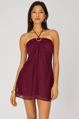 Purple Halter Mini Dress