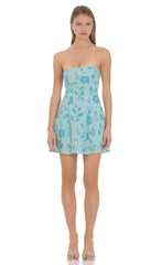 Gia Embellished Mini Dress in Blue