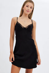 Black Mini Dress Sleeveless Sweetheart Bustier Jersey