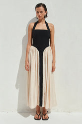 SAMMI MIDI DRESS - BLACK/CREAM