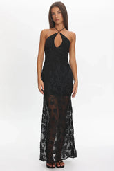 One Night Low Back Maxi Dress Embellished Black