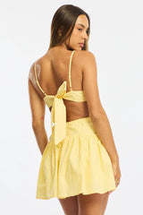 Yellow Fit And Flare Dress Back Tie