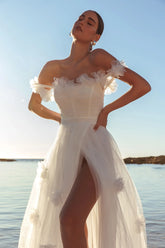 Good Things Tulle Rosette Maxi Dress Ivory