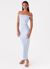 Arabella Twist Shoulder Maxi Dress - Blue