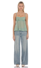Lysette Babydoll Top in Green