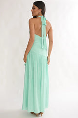 To The Sky Halterneck Maxi Dress Sage
