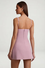 Cut-Out Structured A-Line Mini Dress in Mauve