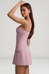 Cut-Out Structured A-Line Mini Dress in Mauve