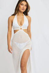 White Ring Detail Beach Dress