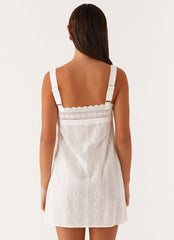 Calla Broderie Mini Dress - White