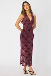 Red Bodycon Dress Halter Neck