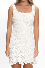 Karrla Crochet Lace Mini Dress White