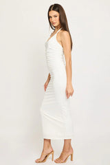 White Bodycon Dress Halter Neck