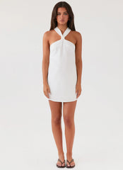 Keira Linen Micro Mini Dress - White