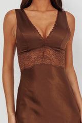 So Sweet Lace Trim Maxi Dress Chocolate