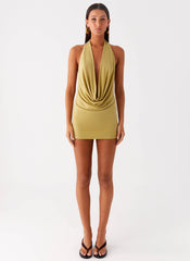 Haisley Cowl Mini Dress - Lime Green