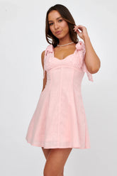 Kellie Bow Shoulder Mini Dress Pink
