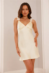 Lotus Love Satin Mini Dress Yellow