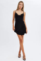 Black Mini Dress Sleeveless Sweetheart Bustier Jersey