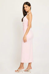 Pink Bodycon Dress Halter Neck