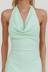 Kailyn Cowl Neck Sheer Hem Maxi Dress Mint