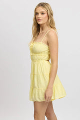 Yellow Fit And Flare Dress Cut Out