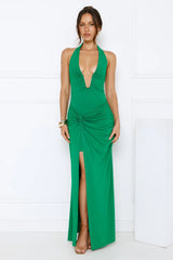 Up To Mischief Halter Maxi Dress Green