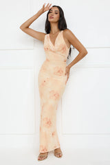 Citrus Sizzle Mesh Maxi Dress Orange