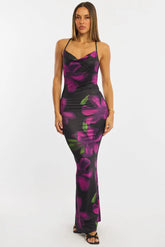 Black Floral Maxi Dress Strappy