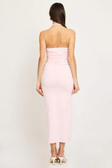 Pink Bodycon Dress Halter Neck