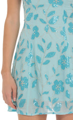 Gia Embellished Mini Dress in Blue