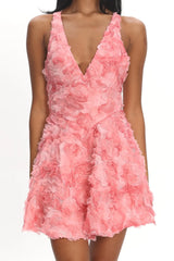 Lavalle Criss-Cross Embellished Mini Dress Pink