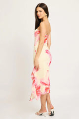 Yellow Floral Bodycon Dress Mesh Floral