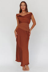 Isabella Open Cowl Back Maxi Dress Cocoa