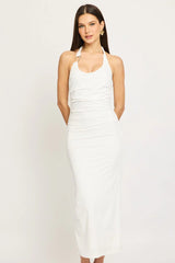 White Bodycon Dress Halter Neck