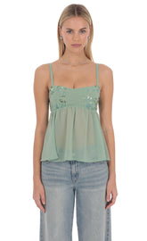 Lysette Babydoll Top in Green