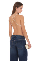 Elvion Drape Halter Top in Cream