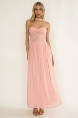 Annita Sheer Waist Maxi Dress Blush