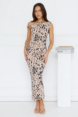Exotic Essence Off Shoulder Midi Dress Print