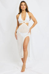 White Ring Detail Beach Dress