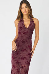 Red Bodycon Dress Halter Neck