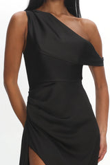 Sensations Off Shoulder Satin Maxi Dress Black