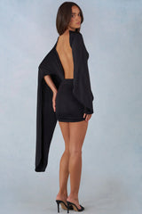 Draped Cape Mini Dress  in Black
