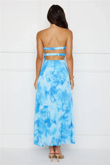 Azure Allure Strapless Maxi Dress Blue