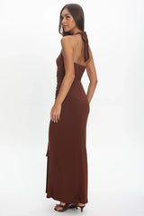 Opera Drape Bust Maxi Dress Chocolate