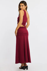 Red One Shoulder Dress Cut Out Detail