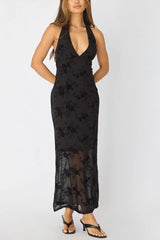 Black Bodycon Dress Halter Neck