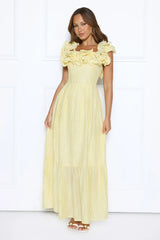 Magnetic Energy Off Shoulder Maxi Dress Yellow