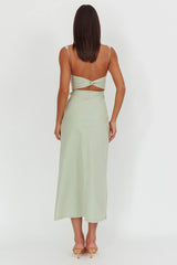Moonlit Reverie Twist Back Maxi Dress Sage